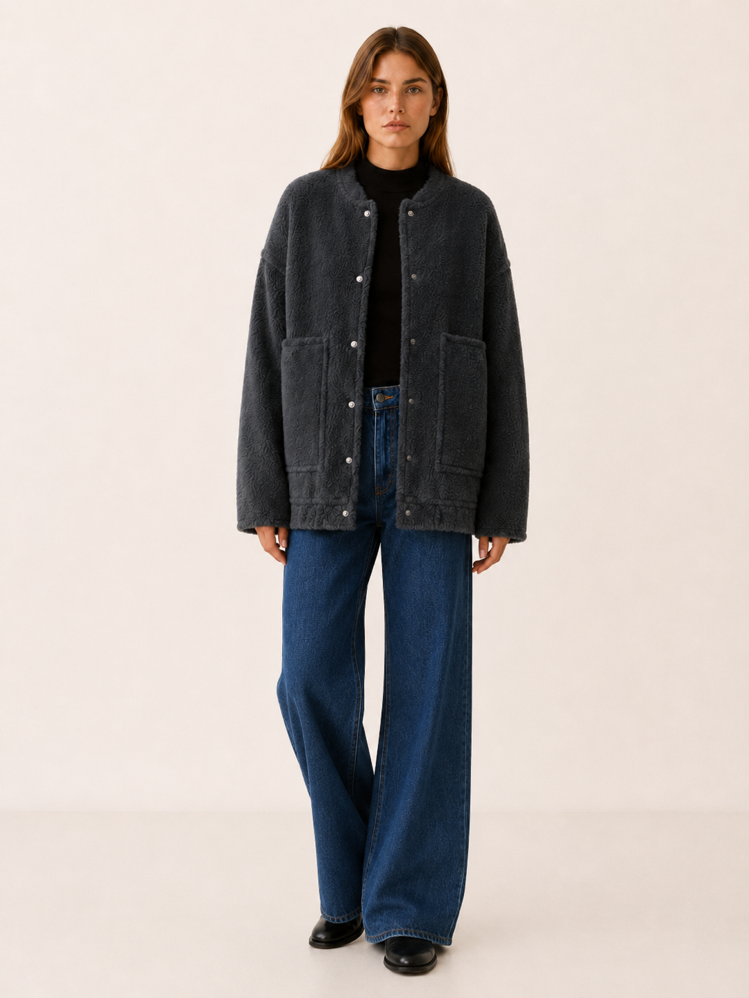 Marvella | Bomber Jacket with Oversized Fit Snap Front