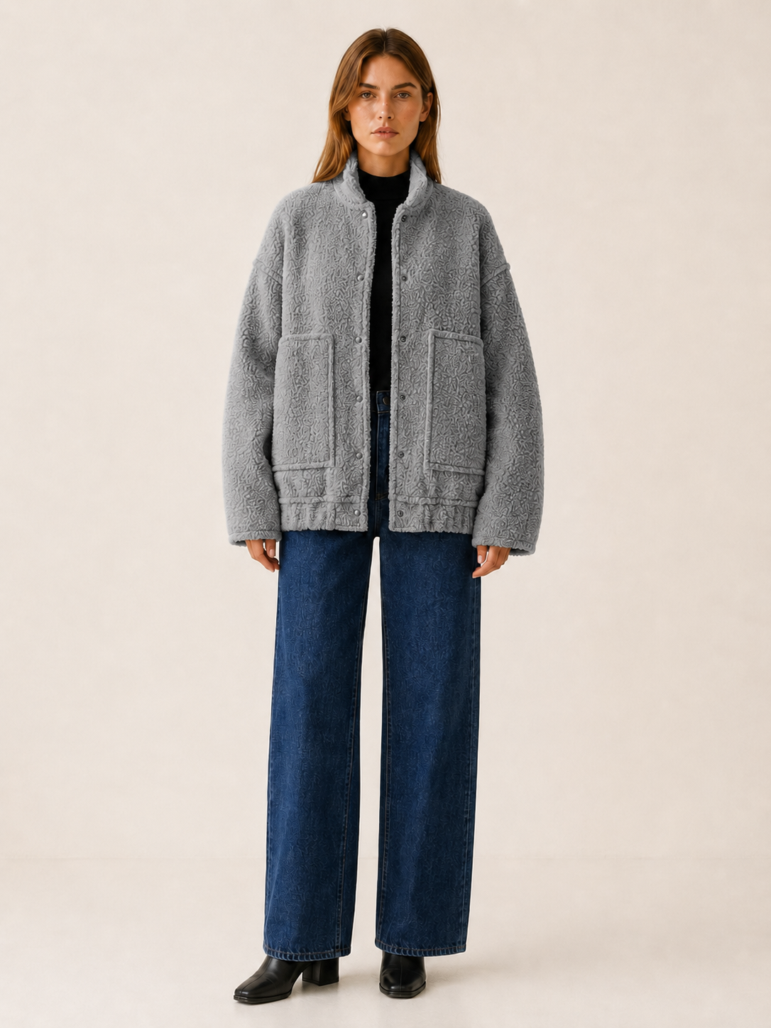 Marvella | Bomber Jacket with Oversized Fit Snap Front
