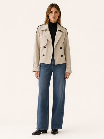 Mathilde | Women’s Plus Size Trench Coat with Double-Breasted Front