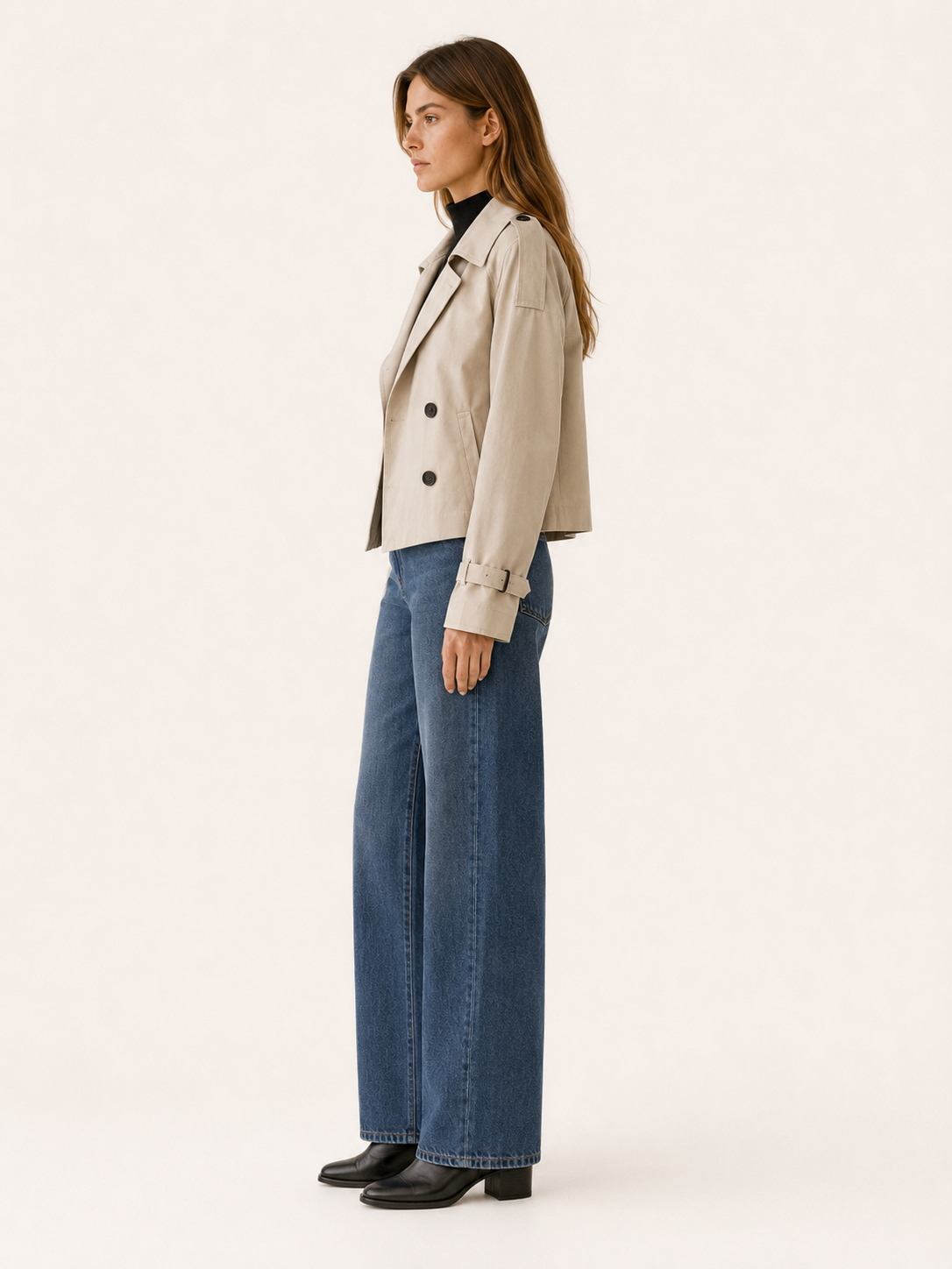 Mathilde | Women’s Plus Size Trench Coat with Double-Breasted Front