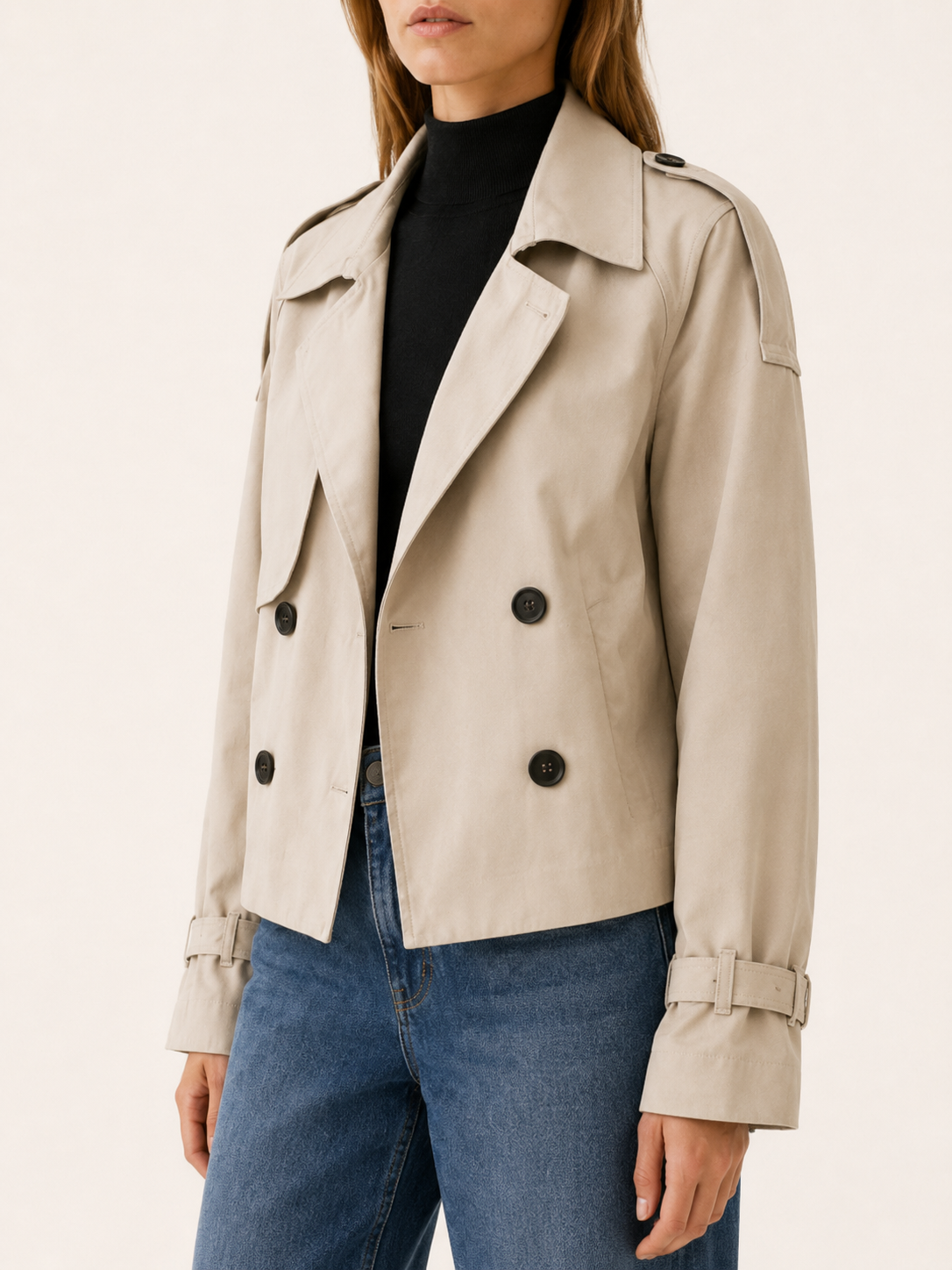 Mathilde | Women’s Plus Size Trench Coat with Double-Breasted Front