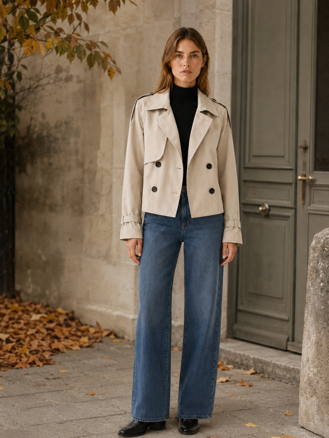 Mathilde | Women’s Plus Size Trench Coat with Double-Breasted Front