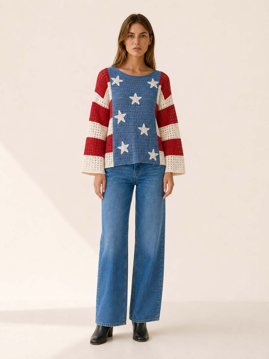 Maud | Jumper with Star Detail and Openwork Design