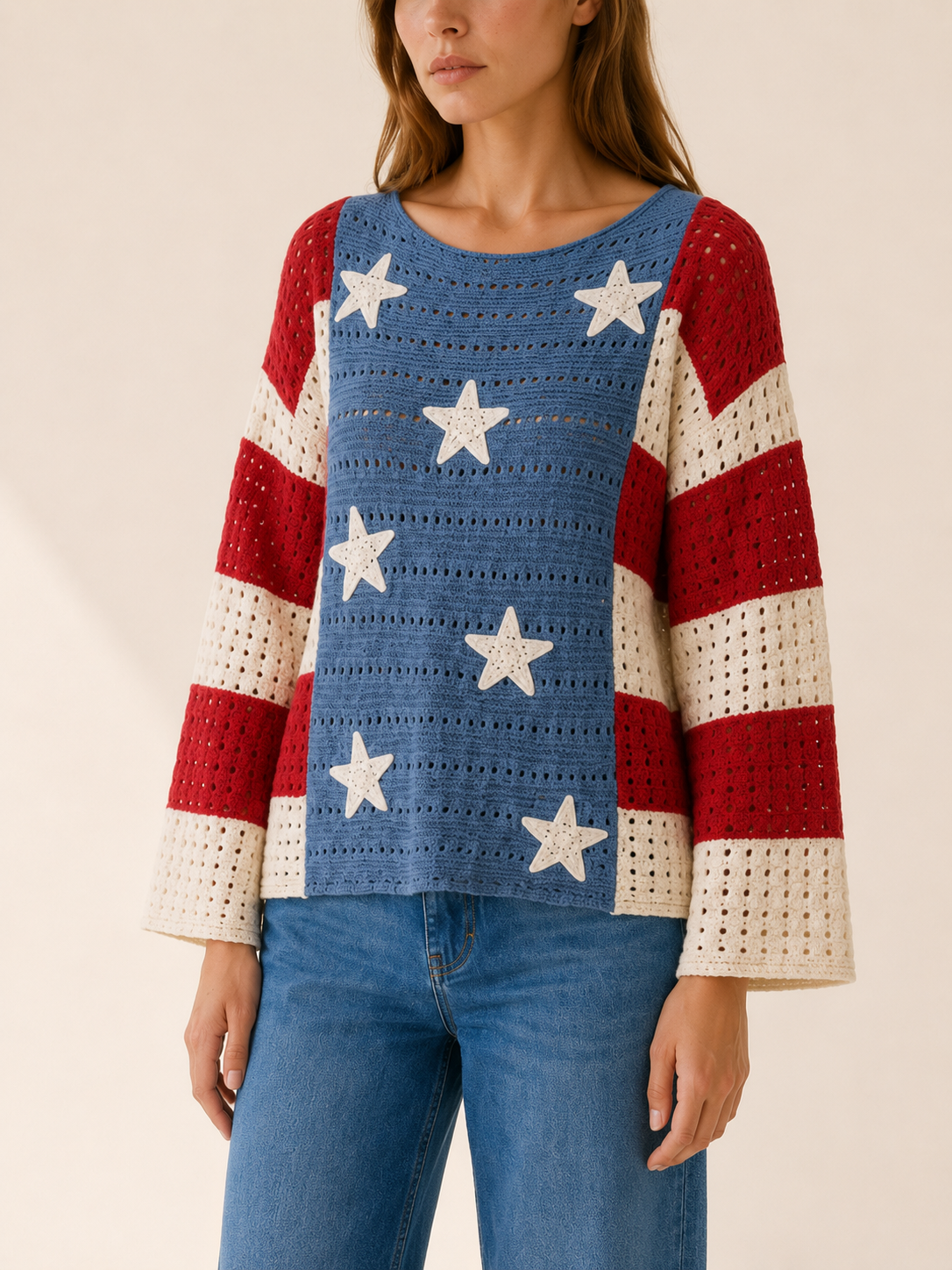 Maud | Jumper with Star Detail and Openwork Design