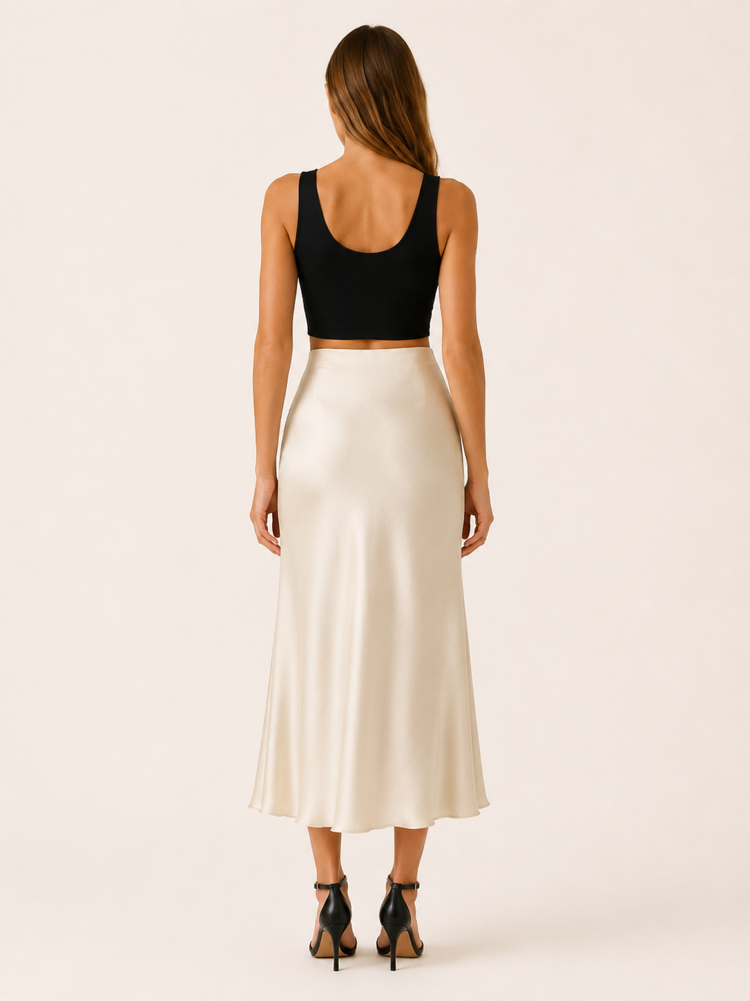 Maura | Satin Midi Skirt with High Waist