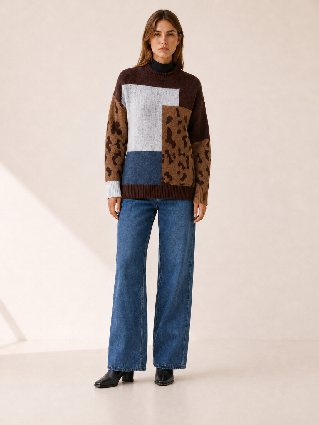Mazarine | Women's Leopard Colour Block Jumper