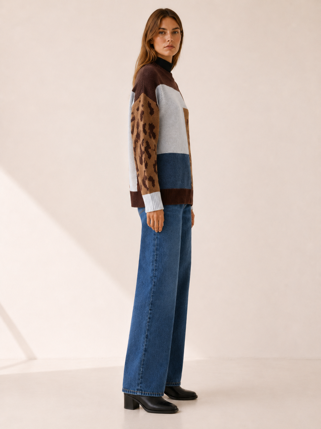 Mazarine | Women's Leopard Colour Block Jumper