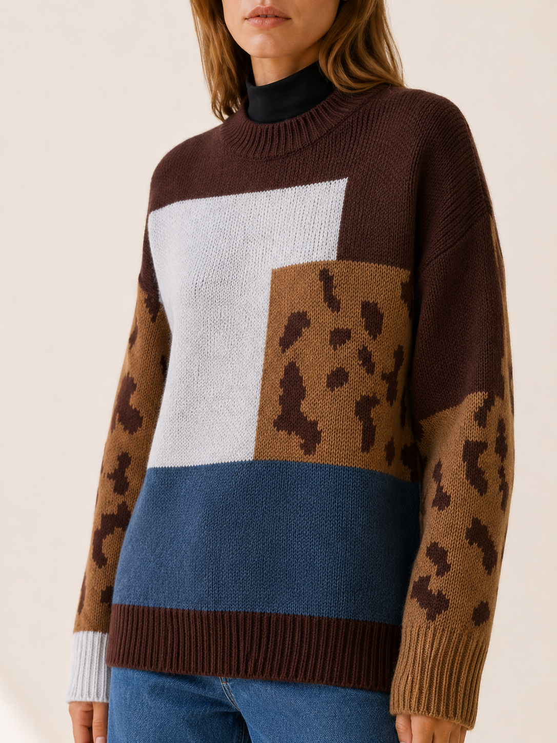 Mazarine | Women's Leopard Colour Block Jumper