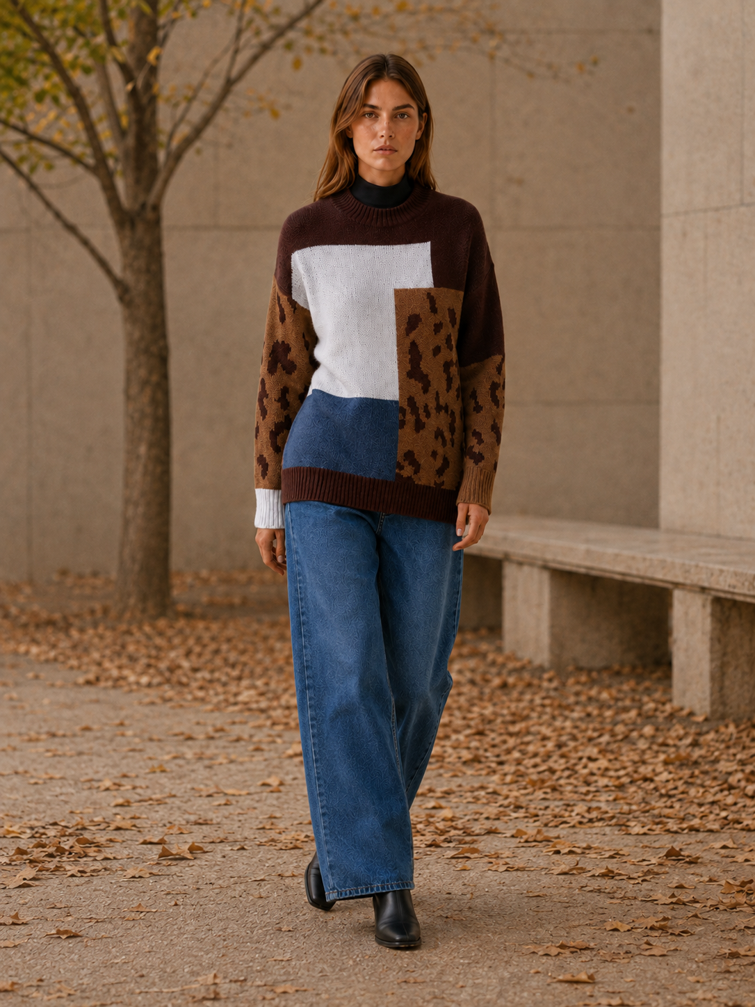 Mazarine | Women's Leopard Colour Block Jumper