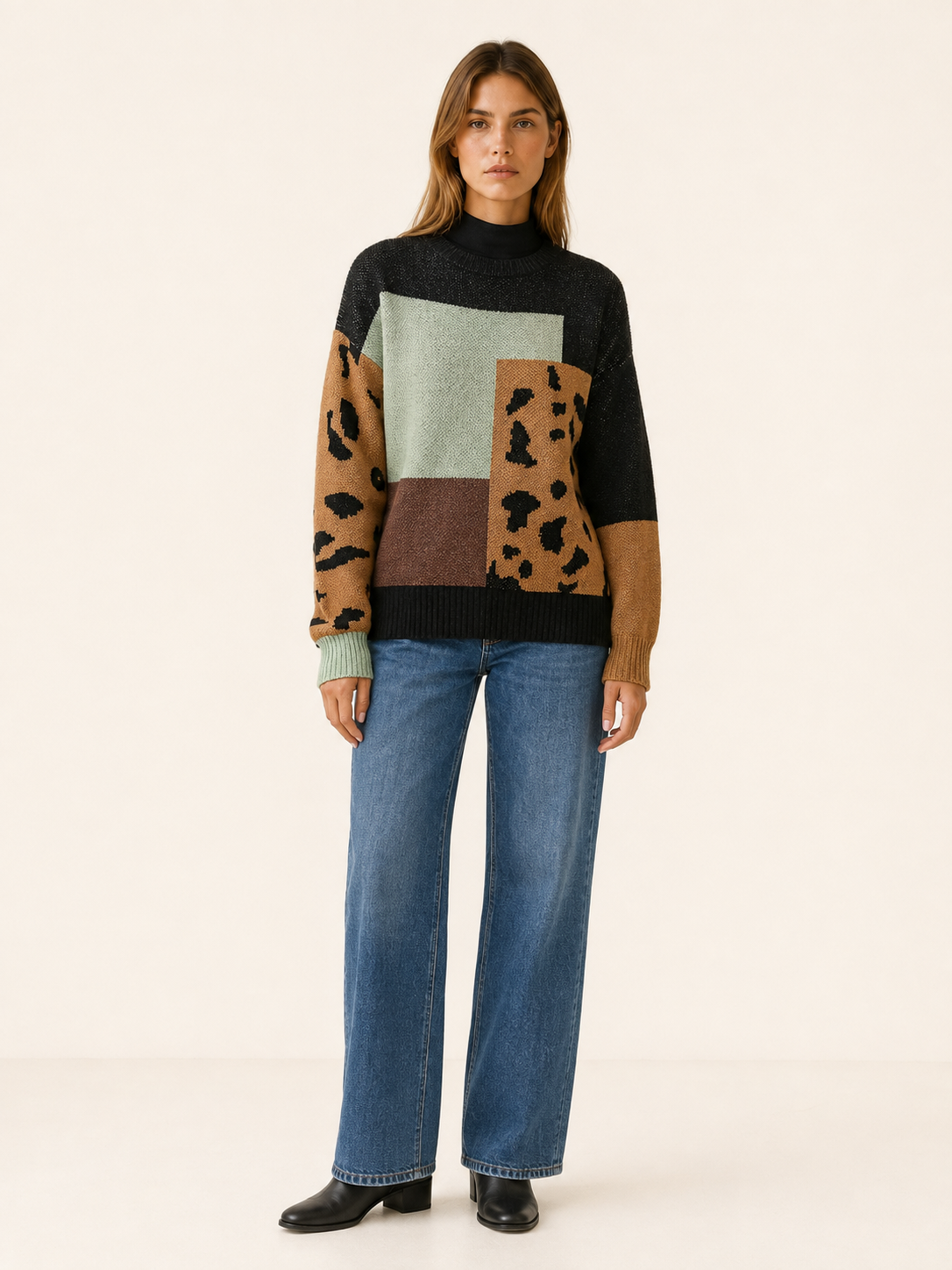 Mazarine | Women's Leopard Colour Block Jumper