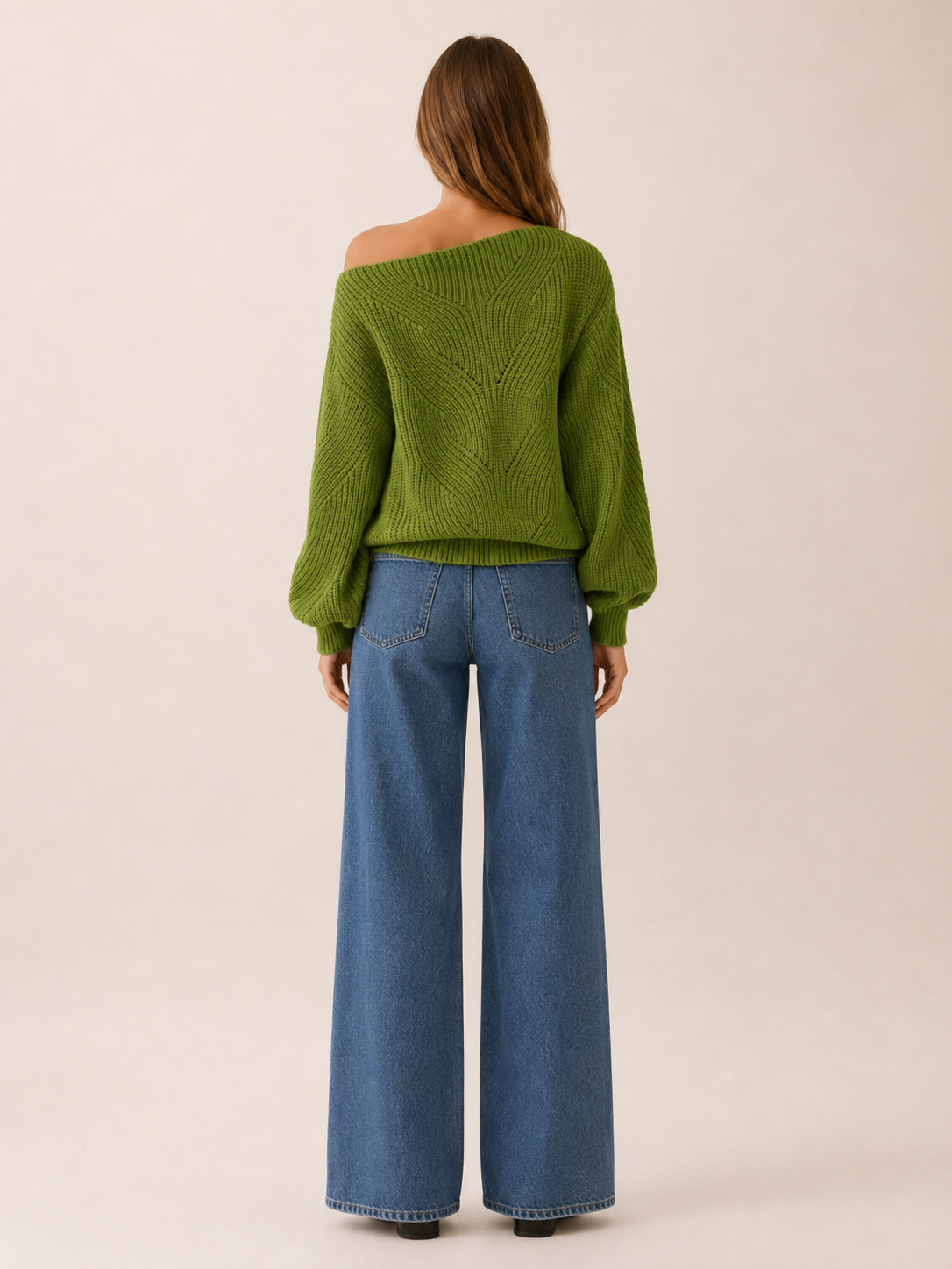 Meliora | V-Neck Jumper with Openwork Detail and Balloon Sleeves