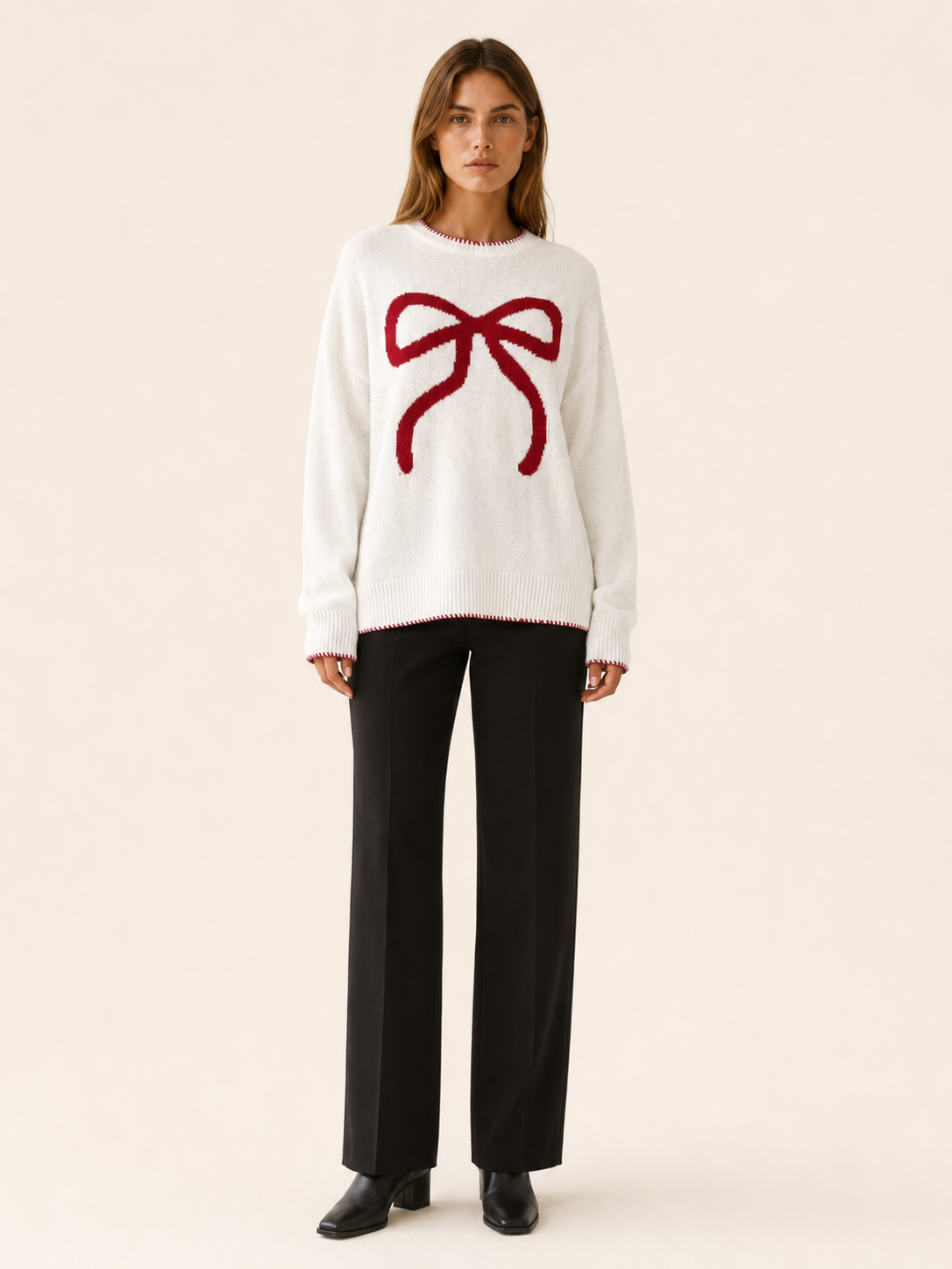 Melusine | Round Neck Jumper with Bow Detail