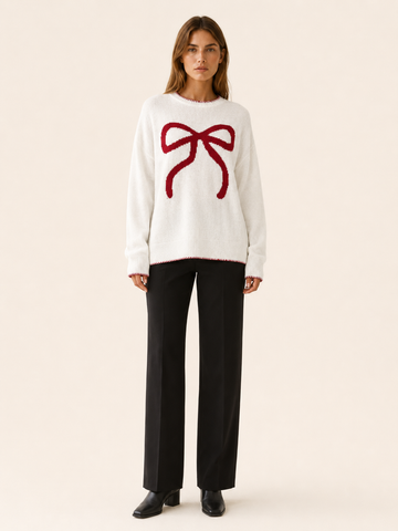 Melusine | Round Neck Jumper with Bow Detail