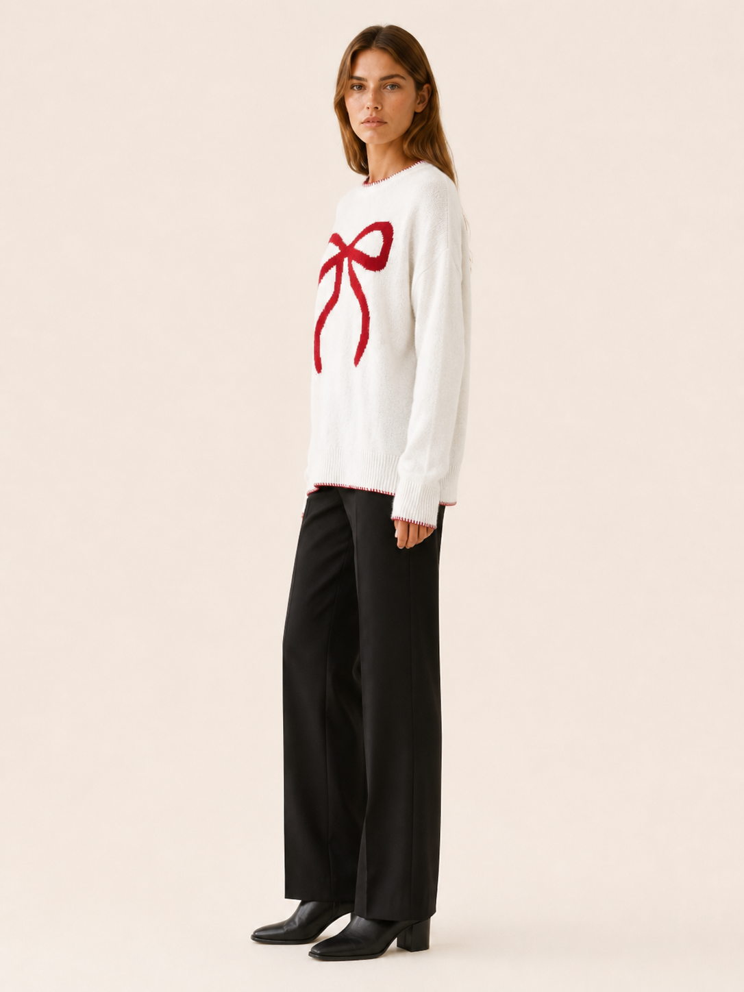 Melusine | Round Neck Jumper with Bow Detail