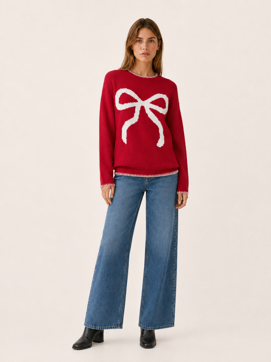 Melusine | Round Neck Jumper with Bow Detail