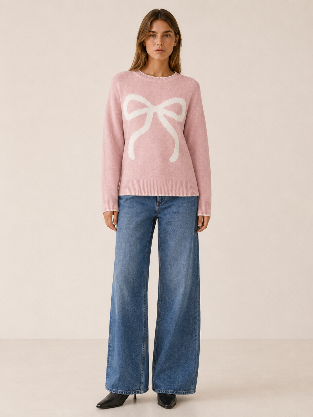 Melusine | Round Neck Jumper with Bow Detail