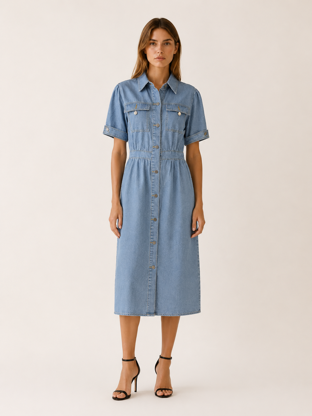 Merritt | Denim Midi Dress with Relaxed Fit Day-to-Evening Wear