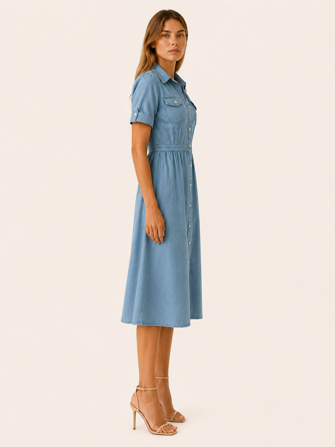 Merritt | Denim Midi Dress with Relaxed Fit Day-to-Evening Wear