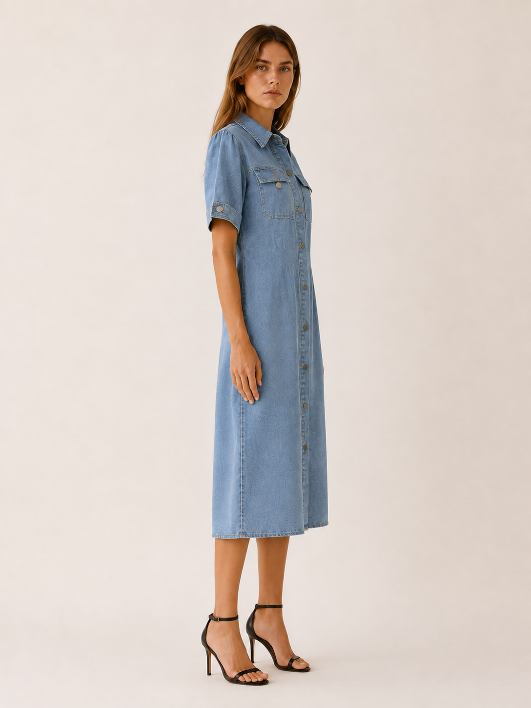 Merritt | Denim Midi Dress with Relaxed Fit Day-to-Evening Wear