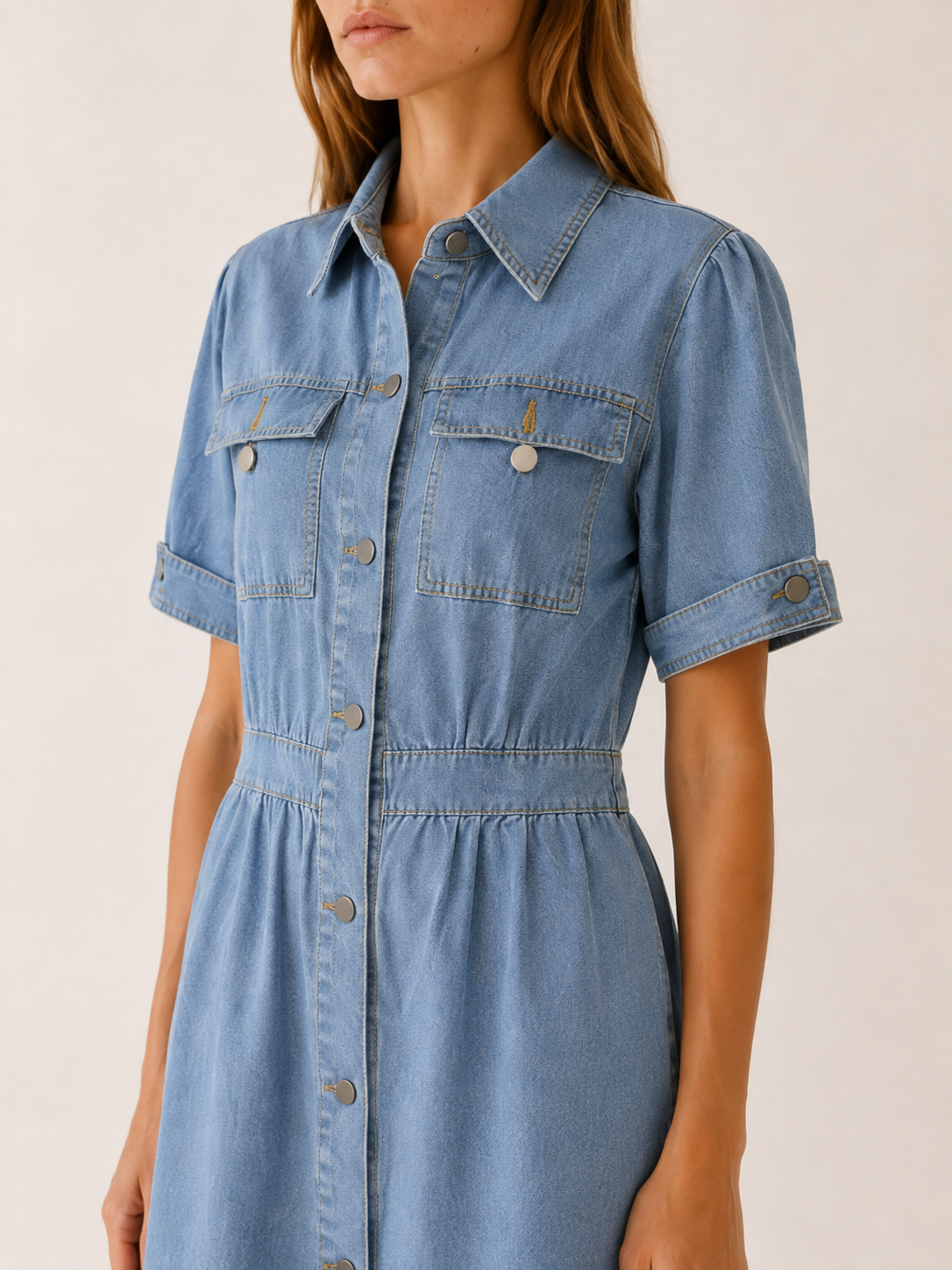 Merritt | Denim Midi Dress with Relaxed Fit Day-to-Evening Wear