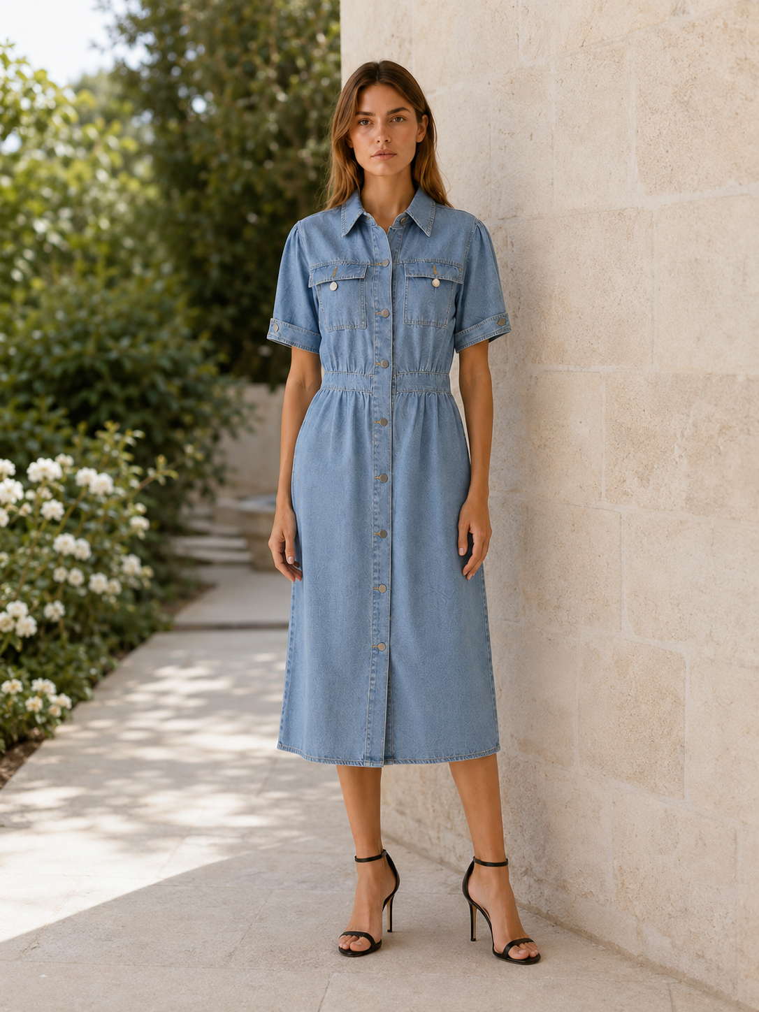 Merritt | Denim Midi Dress with Relaxed Fit Day-to-Evening Wear