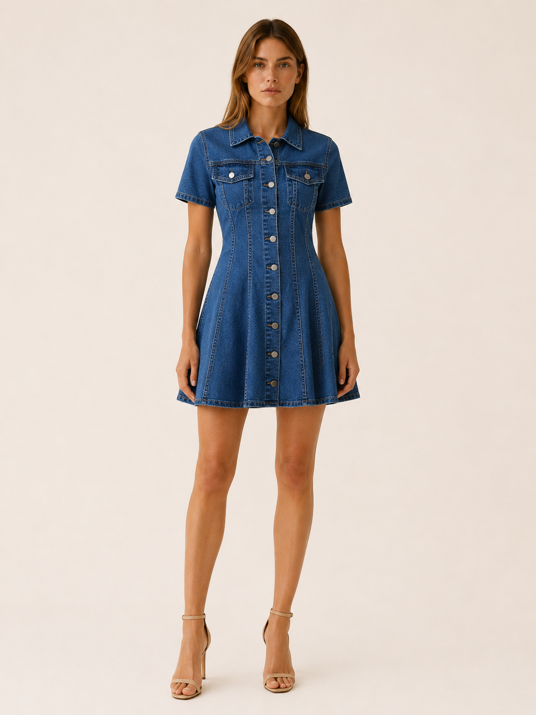 Minka | Denim Mini Dress with Button Front