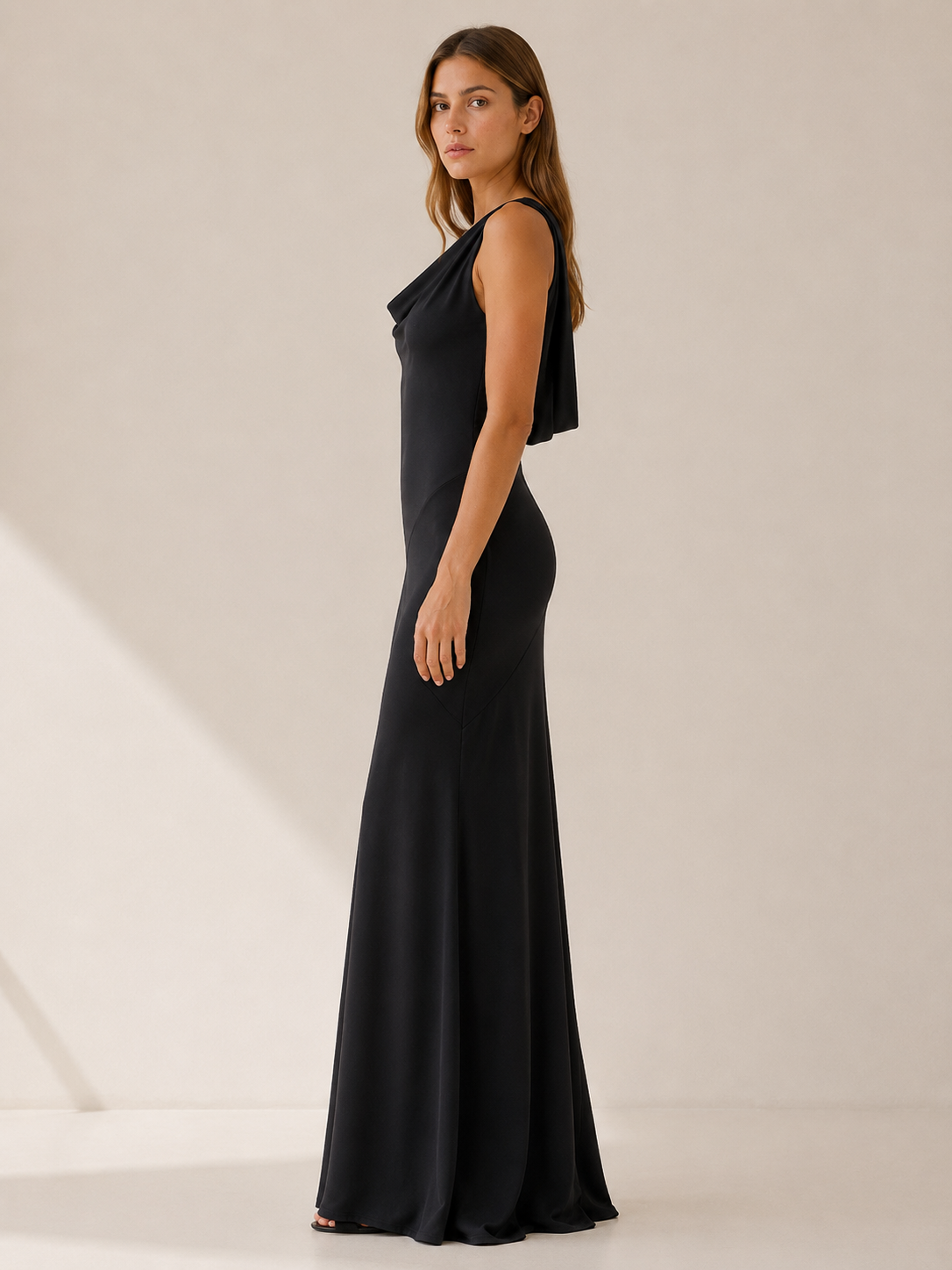 Mireen | Satin Maxi Dress with Cowl Neck Wedding Guest Dress