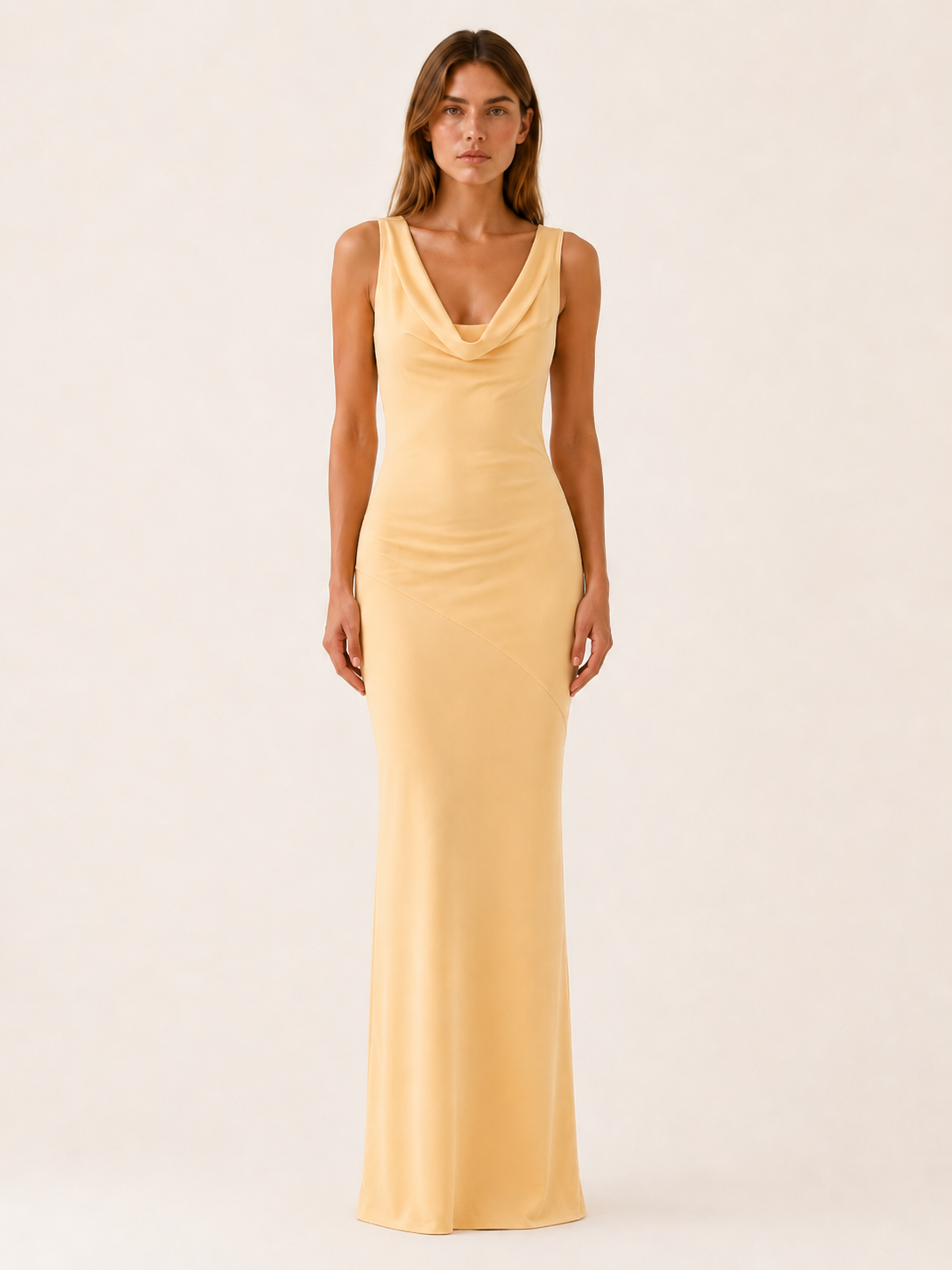 Mireen | Satin Maxi Dress with Cowl Neck Wedding Guest Dress