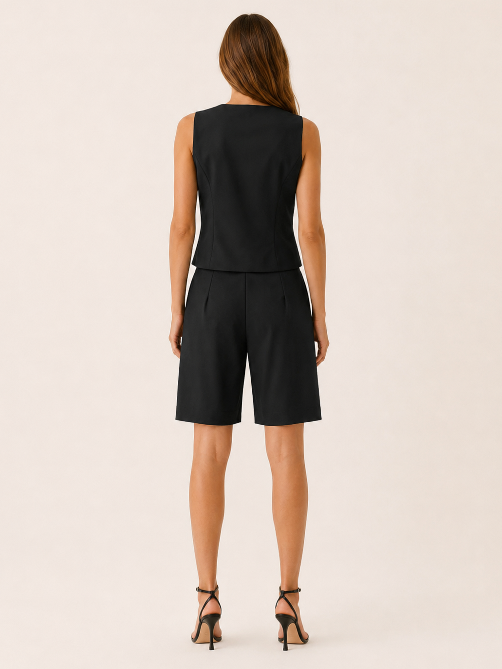 Mirela | Vest Shorts Set with Button Front