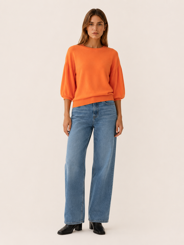 Mirelda | Round Neck Jumper with Balloon Sleeves and Relaxed Fit
