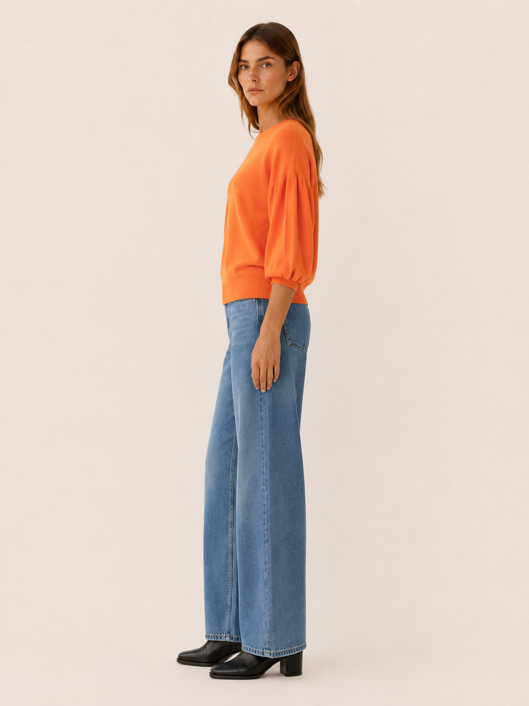 Mirelda | Round Neck Jumper with Balloon Sleeves and Relaxed Fit