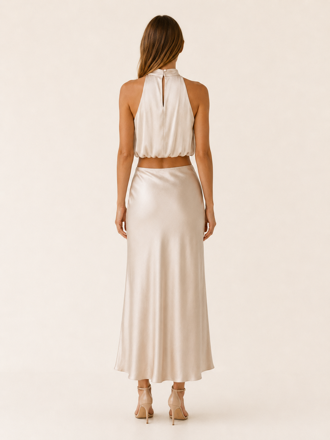 Moira | Satin Two Piece Set with Maxi Skirt