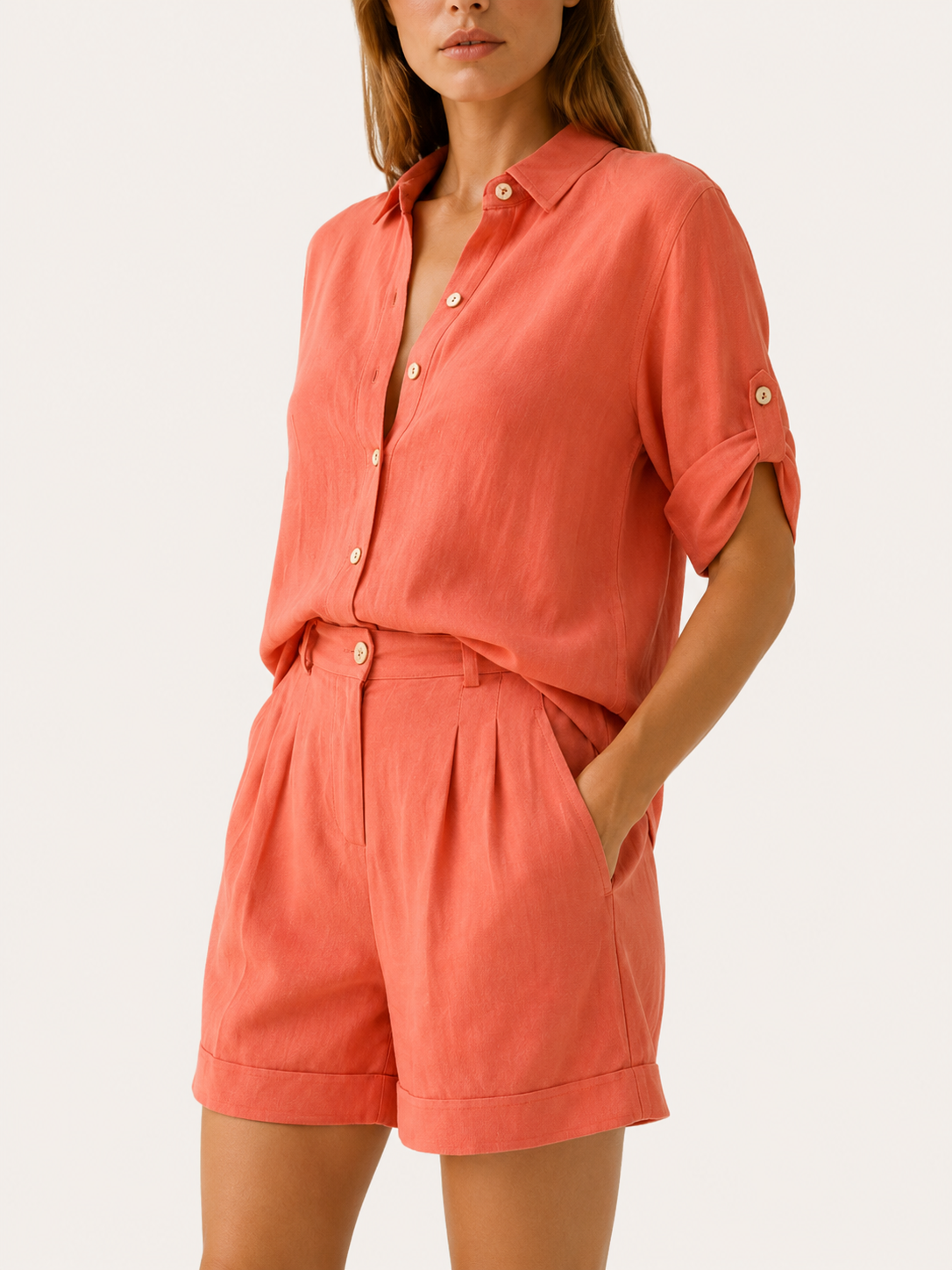 Monroe | Summer Co-Ord Set with Button Shirt and Shorts