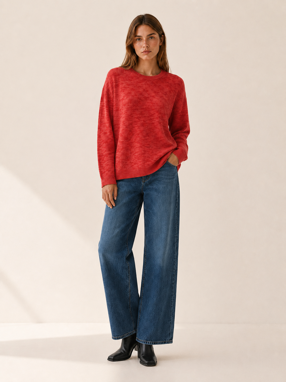Morgana | Round Neck Jumper with Drop Shoulders and Relaxed Fit