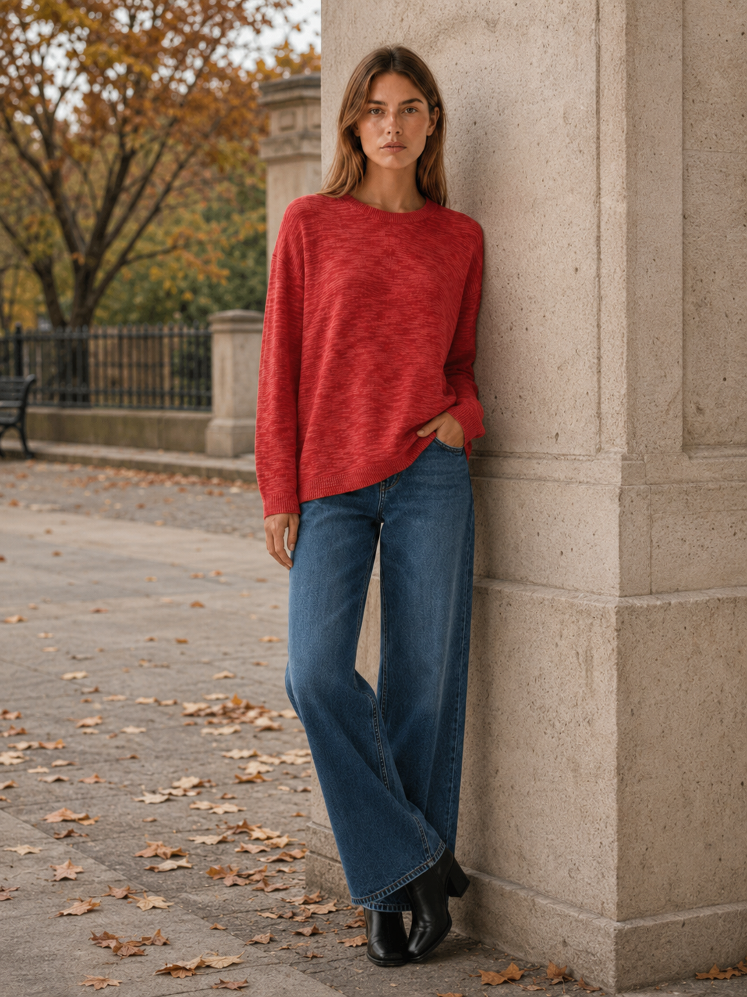 Morgana | Round Neck Jumper with Drop Shoulders and Relaxed Fit