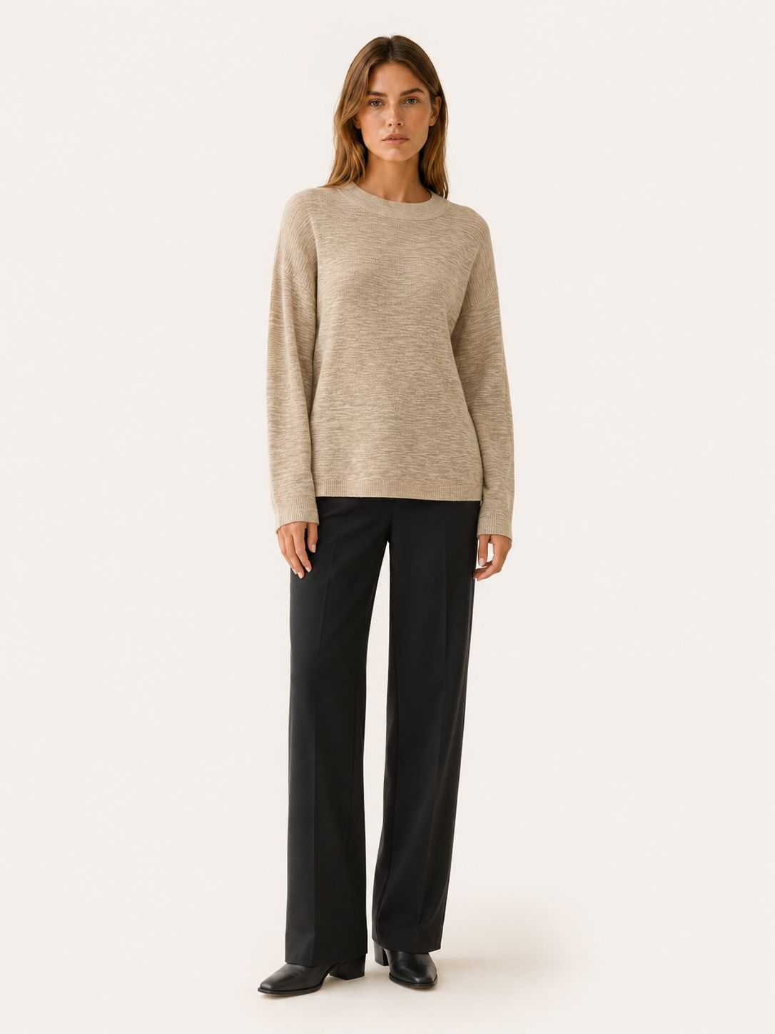Morgana | Round Neck Jumper with Drop Shoulders and Relaxed Fit