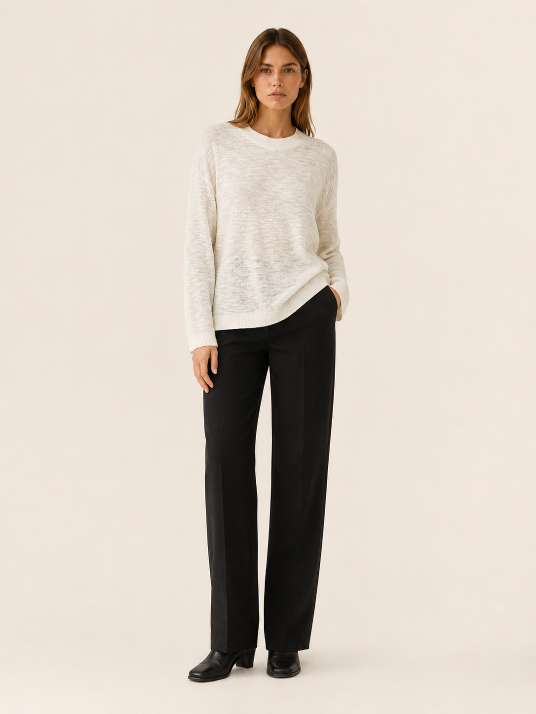 Morgana | Round Neck Jumper with Drop Shoulders and Relaxed Fit