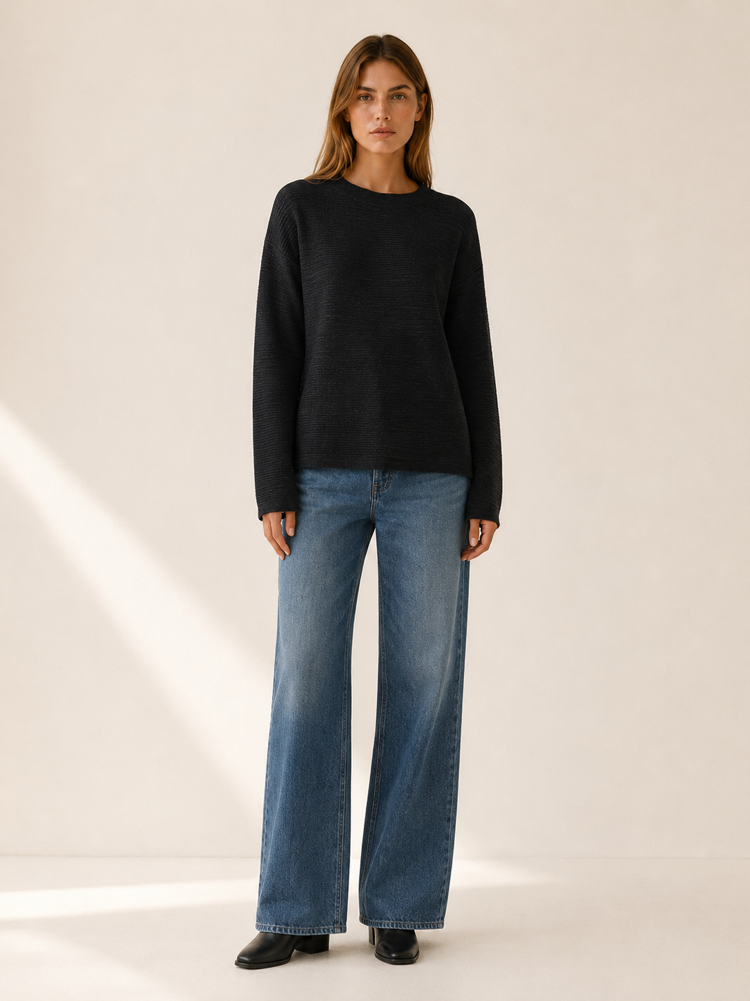 Morgana | Round Neck Jumper with Drop Shoulders and Relaxed Fit