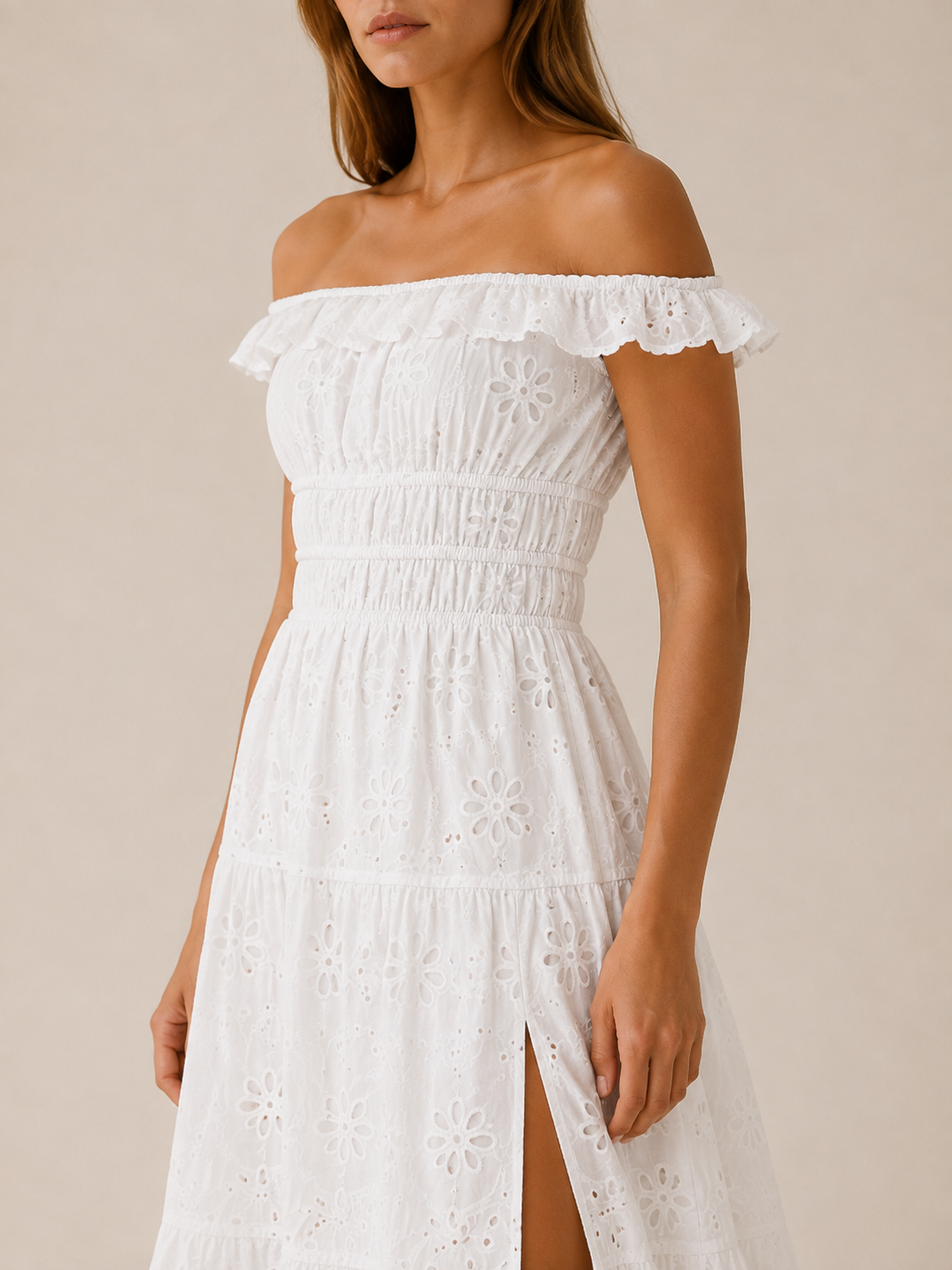 Morvella | Eyelet Maxi Dress with Ruffle Straps