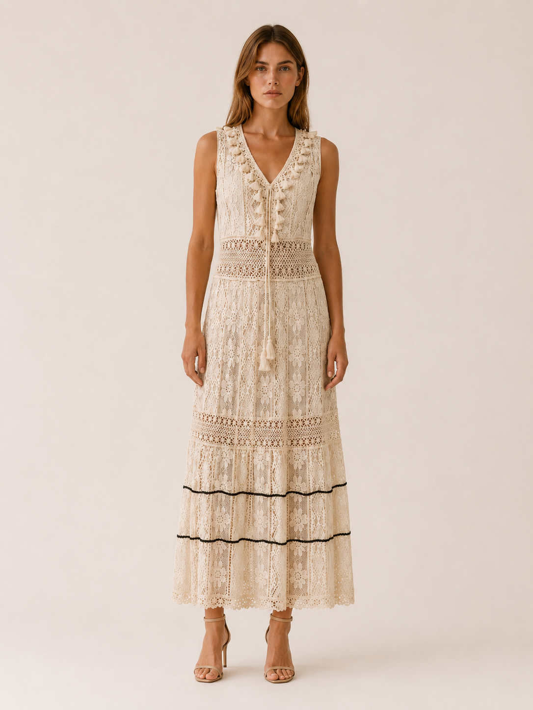 Morwenna | Bohemian Maxi Dress with Lace Detail