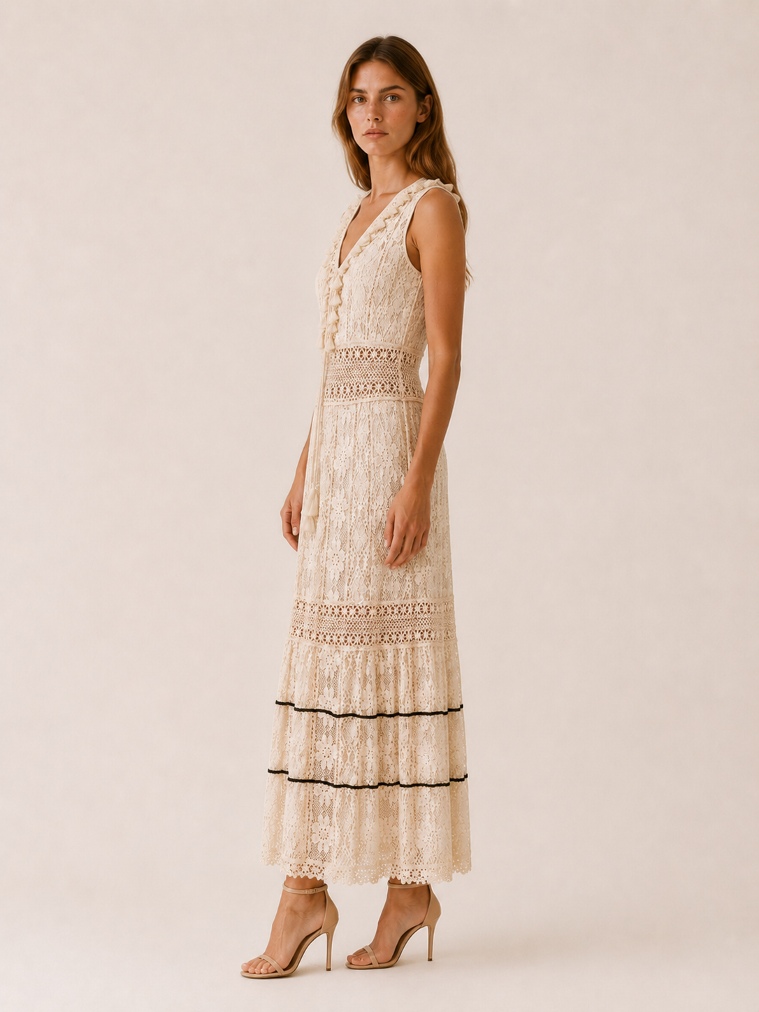Morwenna | Bohemian Maxi Dress with Lace Detail