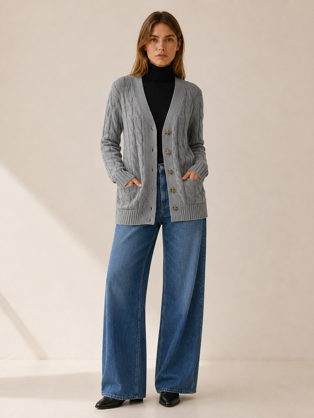 Nerissa | Long Cardigan with Button Front