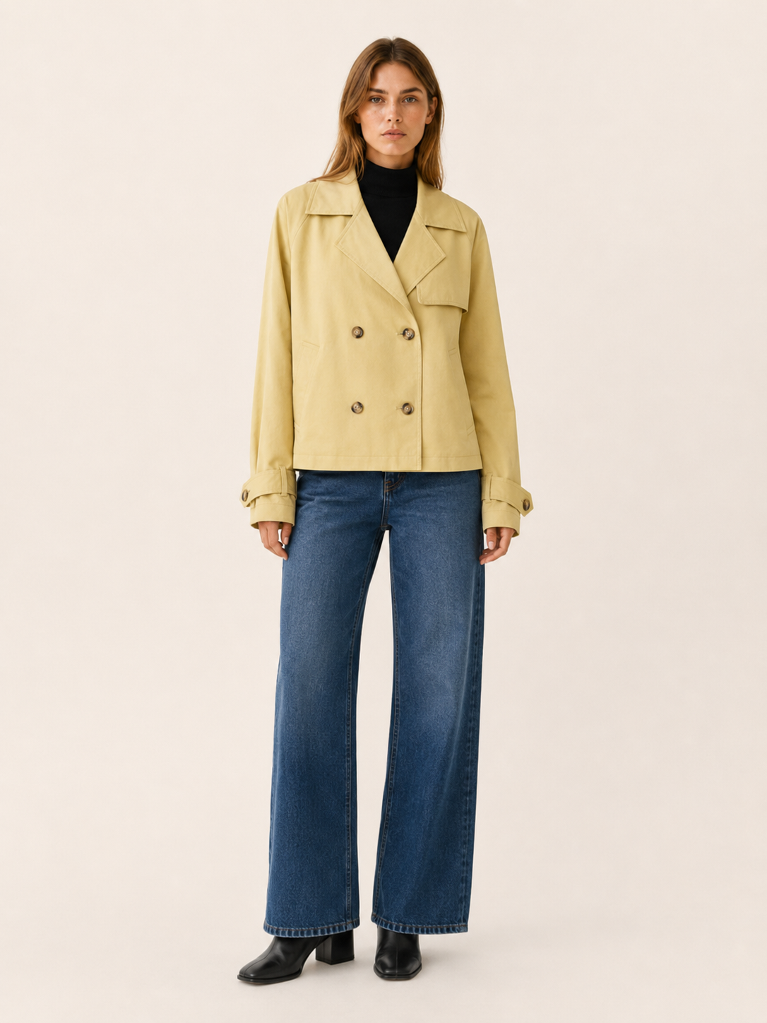 Nerissa | Women’s Short Trench Coat with Double-Breasted Front