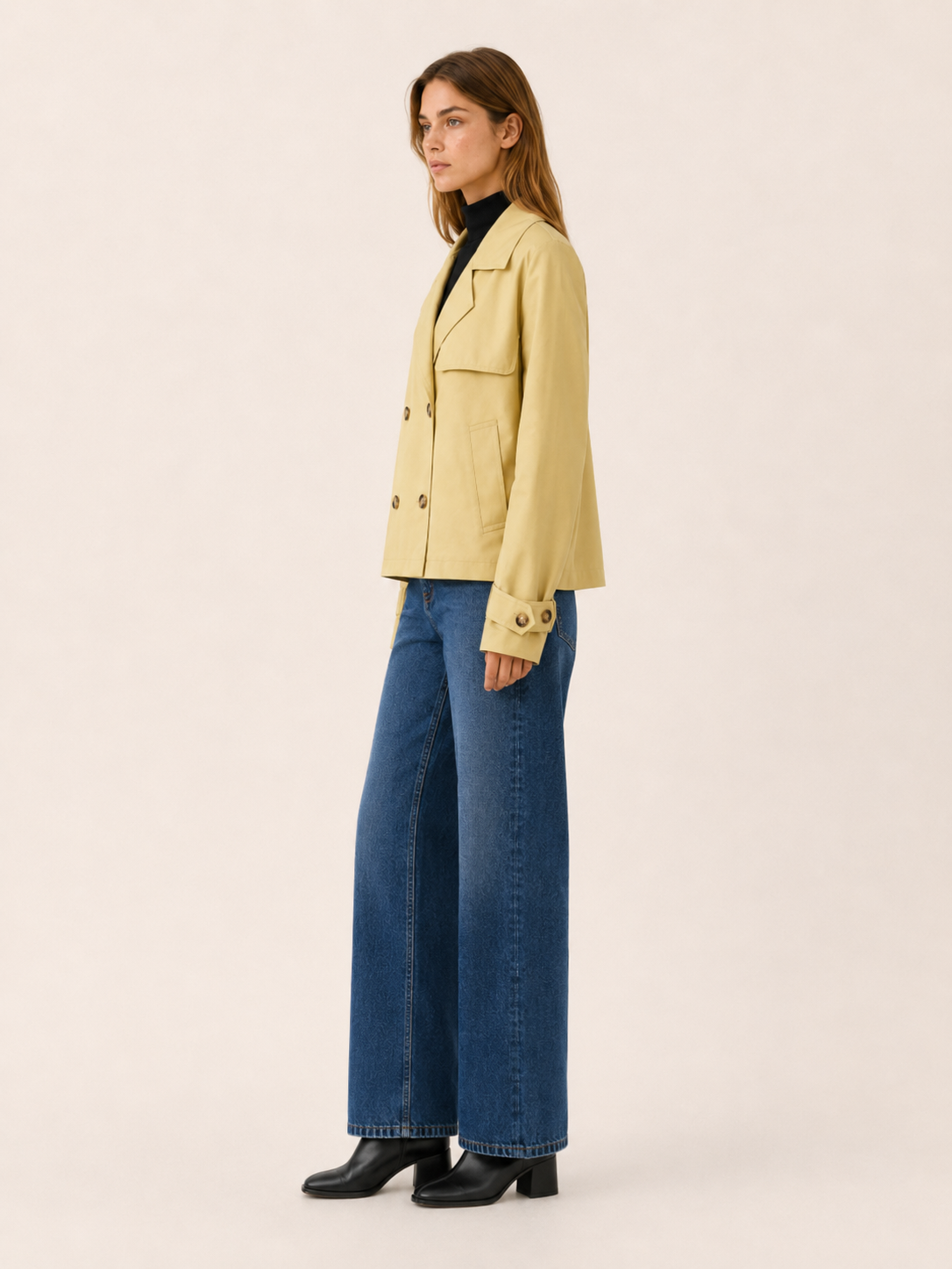 Nerissa | Women’s Short Trench Coat with Double-Breasted Front