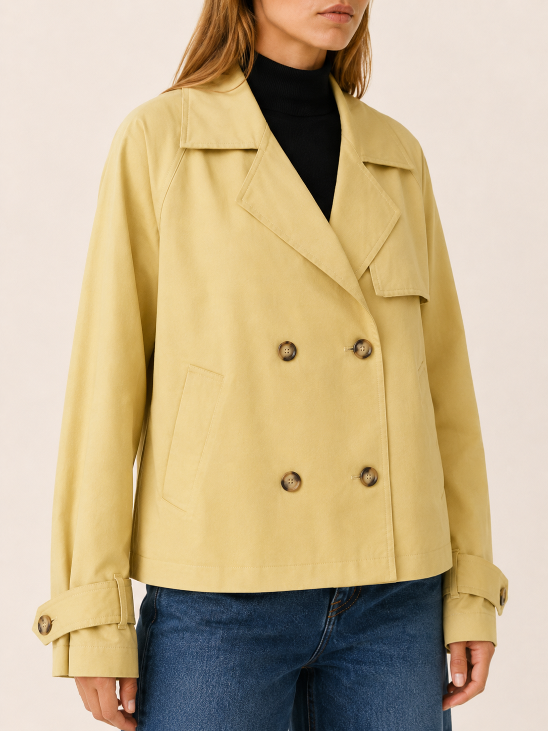 Nerissa | Women’s Short Trench Coat with Double-Breasted Front
