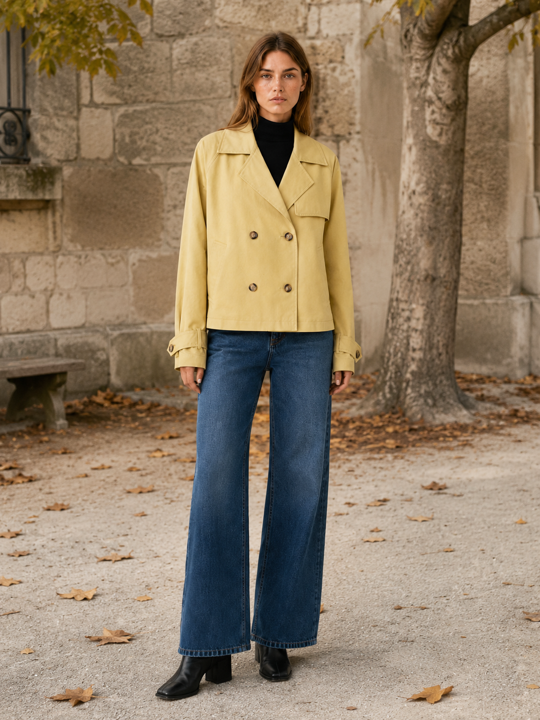 Nerissa | Women’s Short Trench Coat with Double-Breasted Front