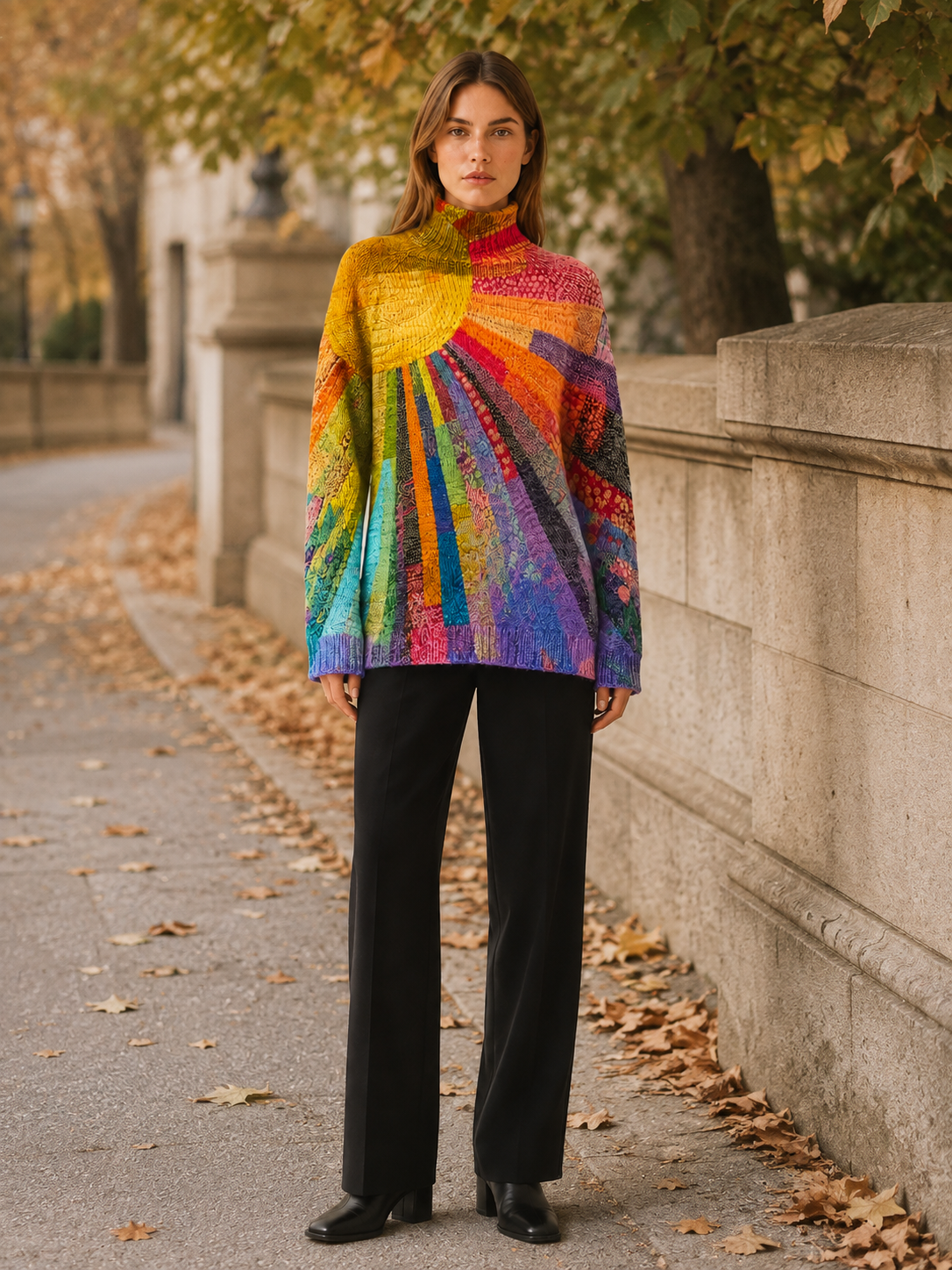 Nerisse | Women's Abstract High Neck Jumper