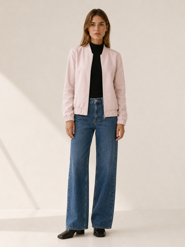 Nerolia | Bomber Jacket with Zip Front and Ribbed Trims