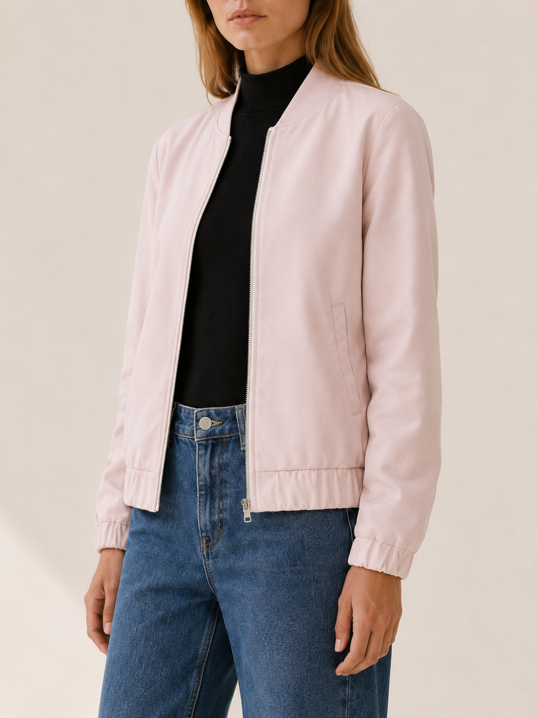 Nerolia | Bomber Jacket with Zip Front and Ribbed Trims