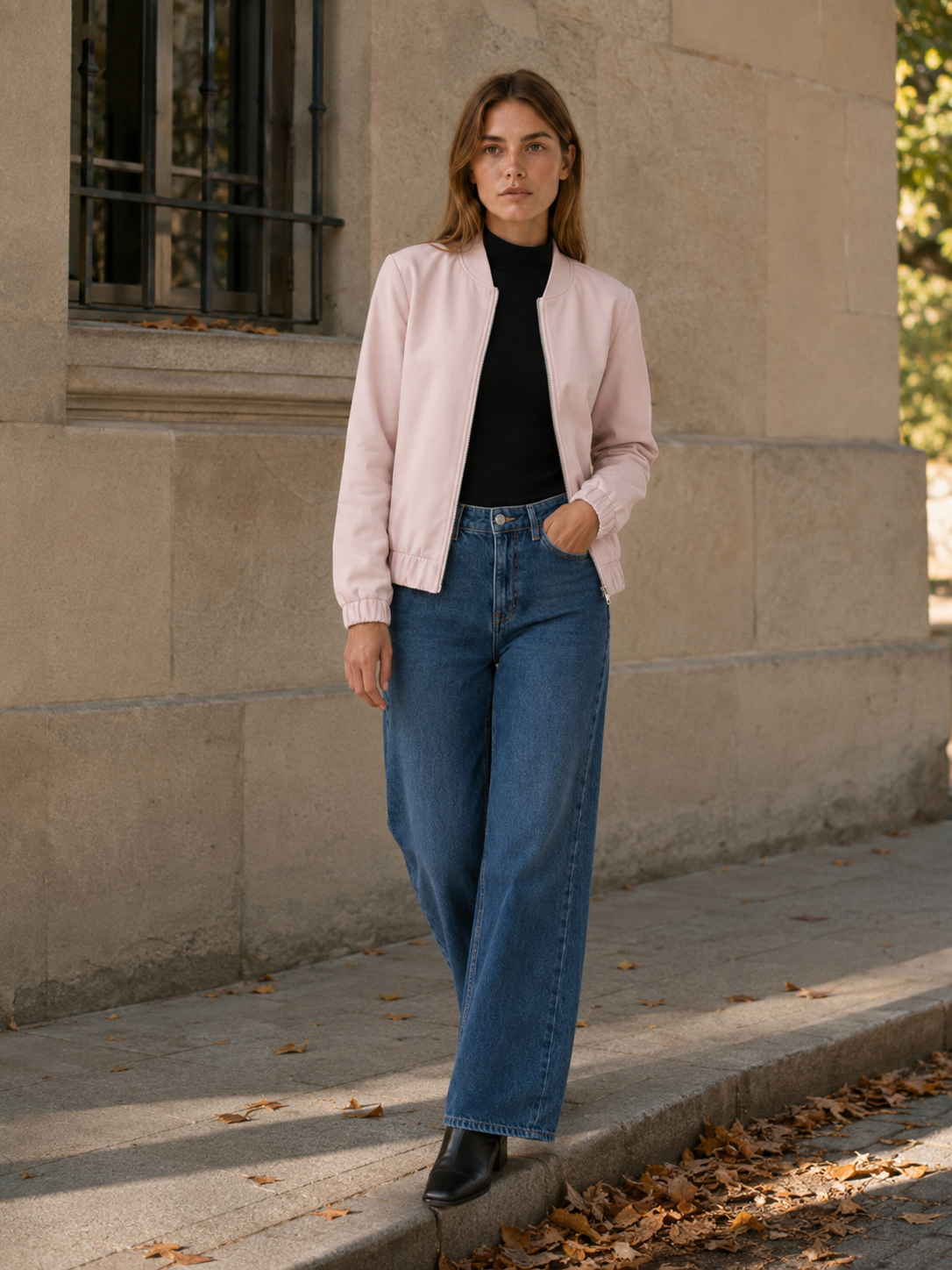 Nerolia | Bomber Jacket with Zip Front and Ribbed Trims